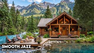 🌿 Streamside Cabin Jazz Ambience | Soft Piano & Nature Sounds For Sleeping 🎹
