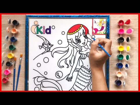 TÔ MÀU NÀNG TIÊN CÁ XINH ĐẸP DƯỚI BIỂN BẰNG 12 MÀU NƯỚC - Coloring mermaid so lovely (Chim Xinh) | Foci