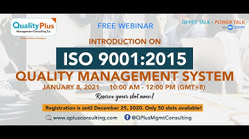 Webinar on Introduction on ISO 9001 2015 Quality Management System
