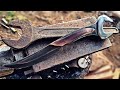 making a knife from old and rusty wrench