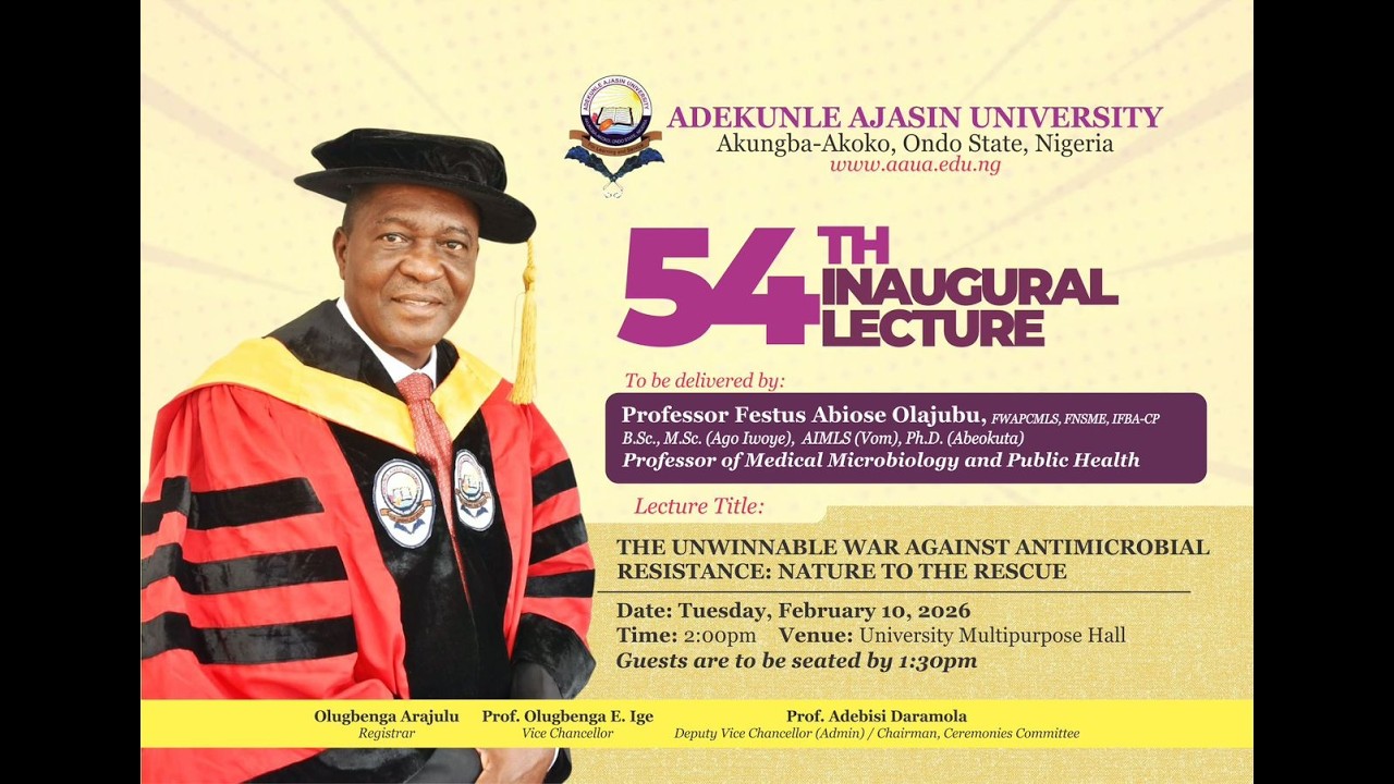 AAUA 54TH INAGURAL LECTURE By: Prof. Festus Abiose Olajubu