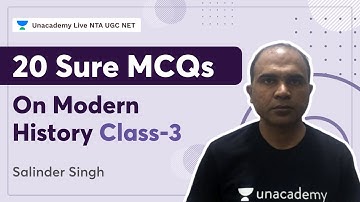 20 Sure MCQs on Modern History Class-3 | NTA UGC NET | Salinder Singh  | Unacademy NTA UGC NET