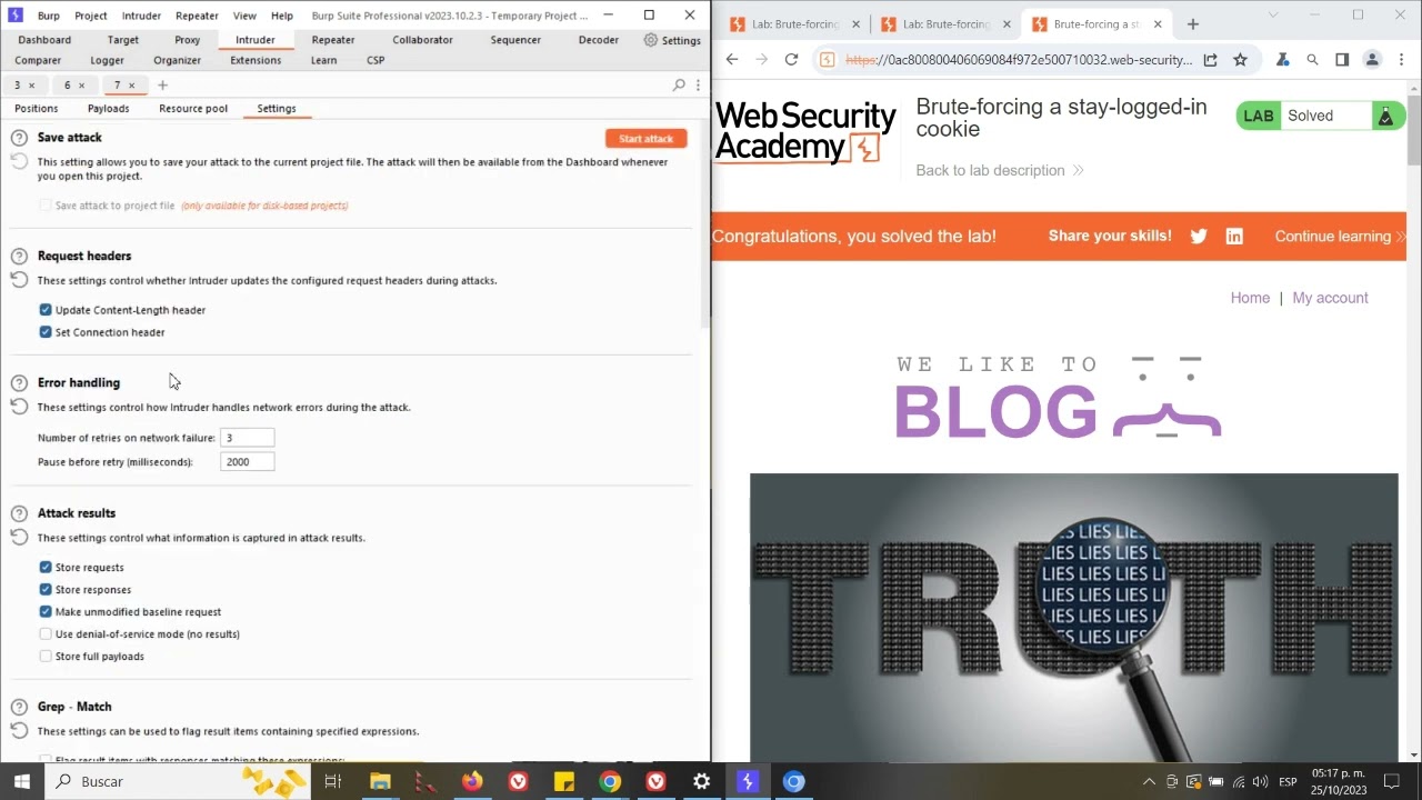 BurpSuite Lab Brute forcing a stay logged in cookie