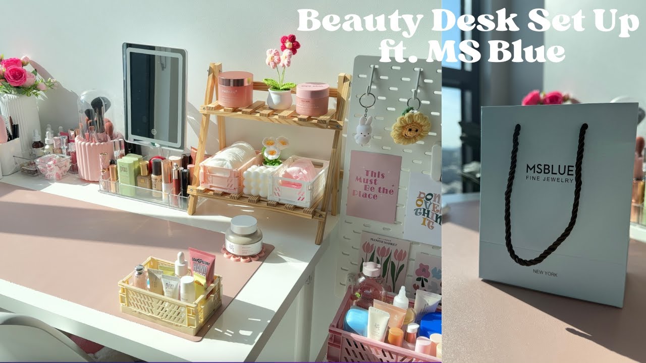 My Aesthetic & Girly Beauty Desk Set Up ft. MS Blue 