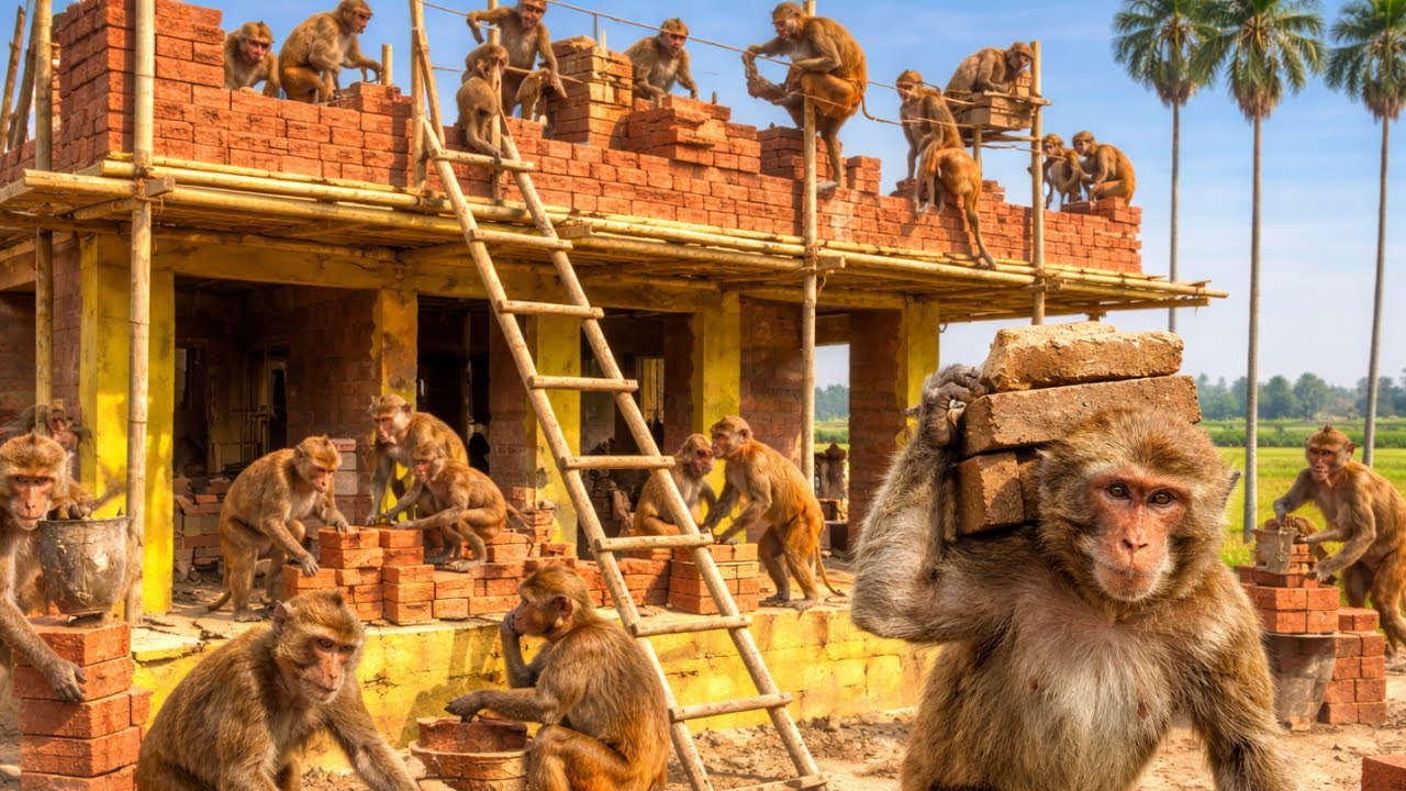INDIAN MONKEYS Build a Two-Story Dream House Like Humans 🐒 | Viral Animal Construction