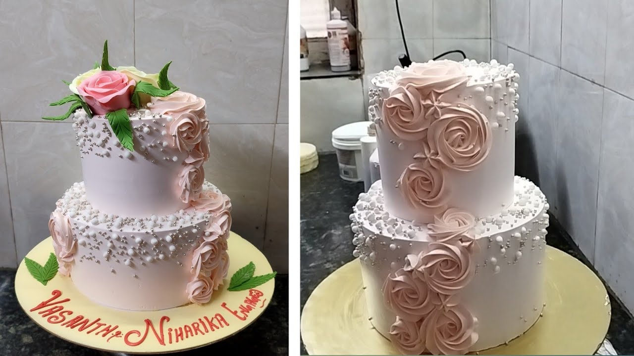 Satisfied and Perfect Engagement Cake |Engagement Rosette Design Cake |Engagement Flower Decorating