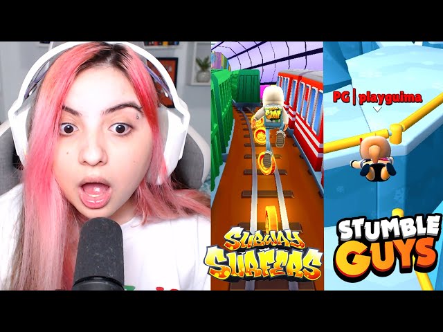 PLAYER DE STUMBLE GUYS JOGANDO SUBWAY SURFERS PELA PRIMEIRA VEZ #subwa