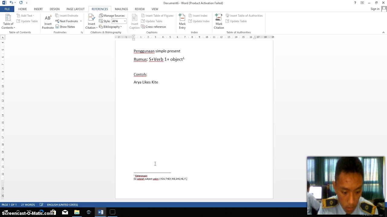 cara membuat footnote 