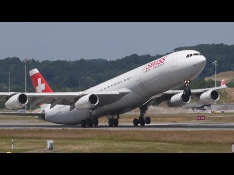 [FullHD] NEAR TAIL STRIKE!!! Swiss A340-300 at Zurich Kloten Airport
