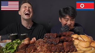 North Korean Try AMERICAN BBQ for the First Time!! [MUKBANG, ASMR]