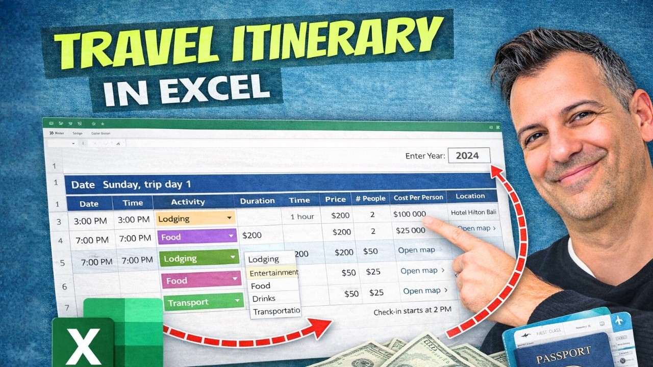 Создание маршрута путешествия в Excel