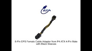 8-Pin EPS Female Cable Adapter from P4 ATX 4-Pin Male with Black Sleeves