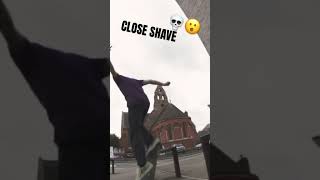 😳 COULD HAVE BEEN BAD 💀 #crazy #skateboarding #skate #tricks #flip #slowed #scary #dodge #street