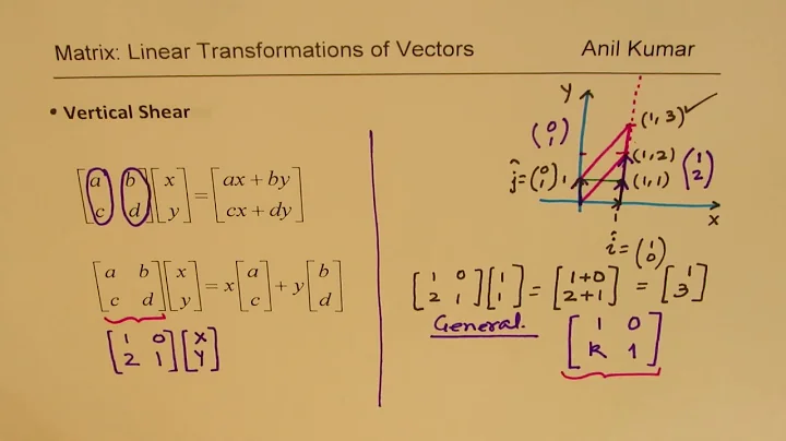 Linear Transformations Vertical and Horizontal Shear with Matrices Algebra