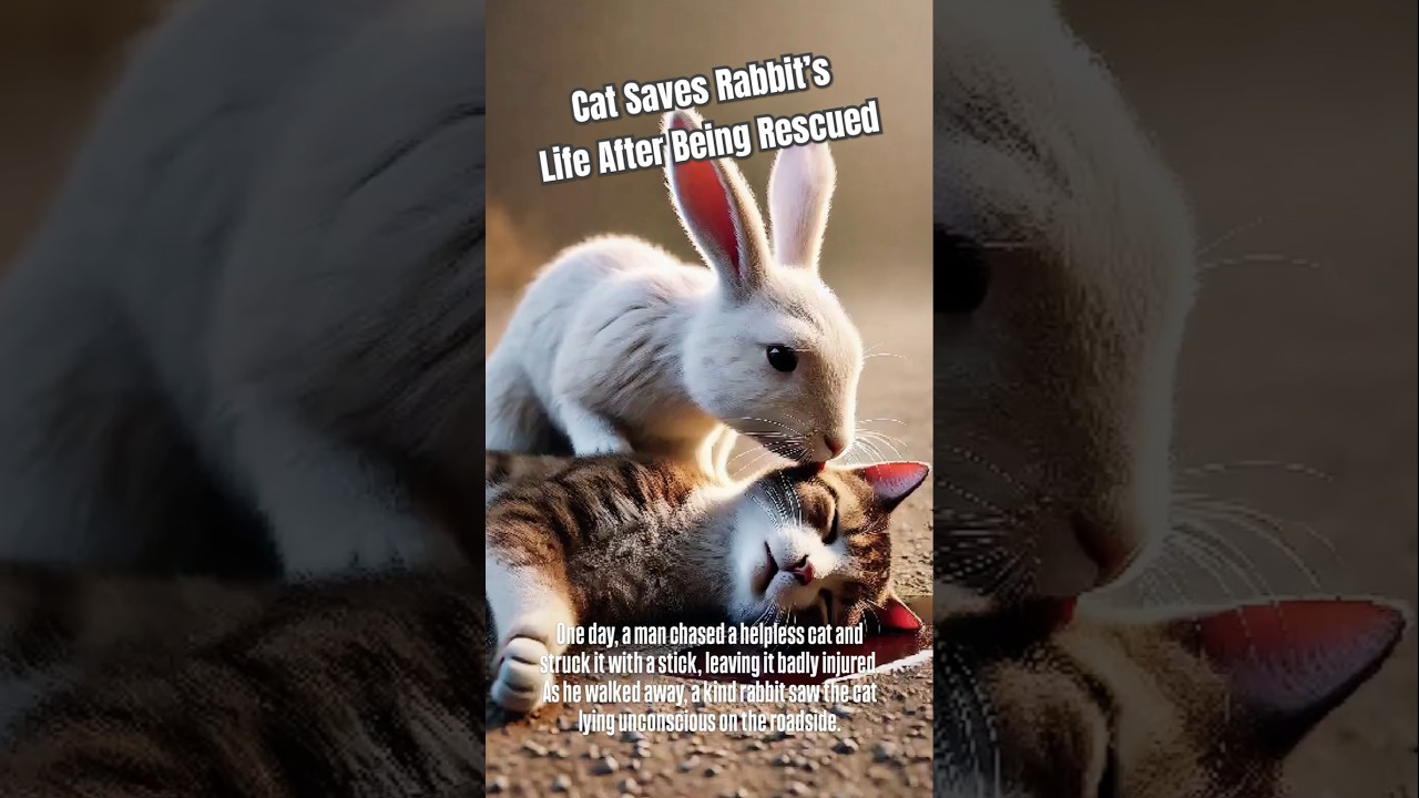 "Cat Saves Rabbit’s Life After Being Rescued | Heart-Touching Animal Friendship Story!" 😿🐇