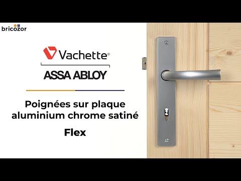 Poignée de porte sur grande plaque - aluminium chrome satiné - Flex VACHETTE
