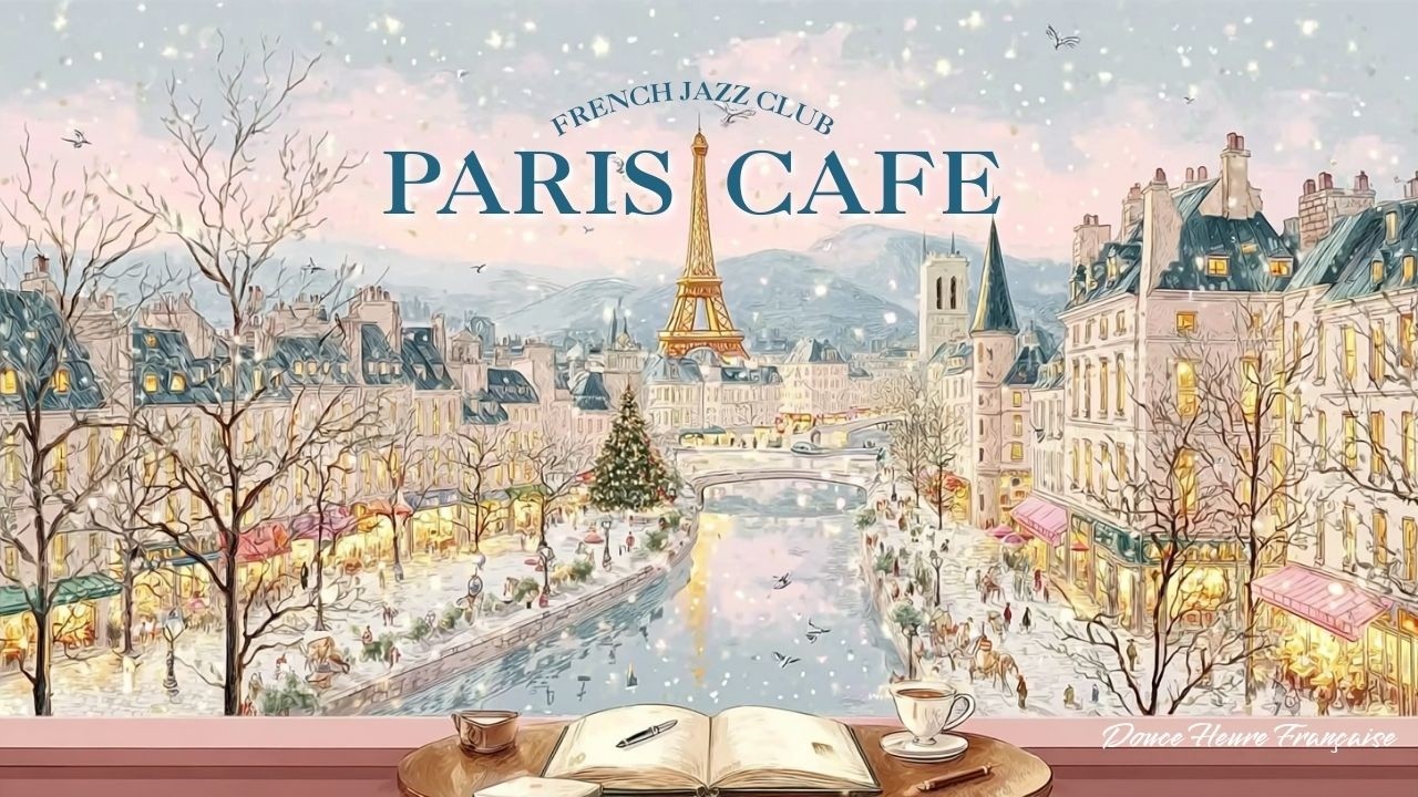 𝐏𝐀𝐑𝐈𝐒 𝐂𝐀𝐅𝐄 ❄️ Relaxing Winter Jazz — Snowy River & Eiffel Tower | Cozy Study