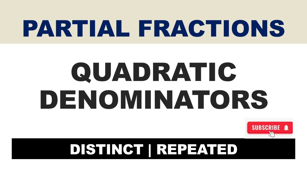 MAT 101: PARTIAL FRACTIONS | Distinct Quadratic Denominators - YouTube