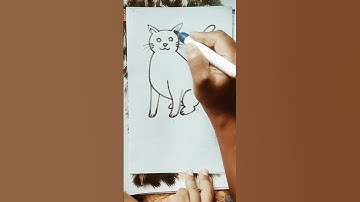 Easy to draw cat with three dots || #shorts #short