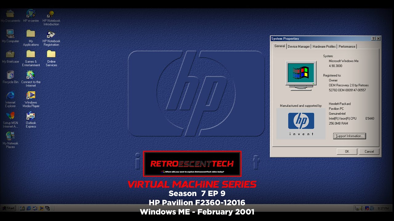 RetroescentTech VM Series Season 7 EP9 - HP Pavilion F2360 - 12016 - Windows ME - February 2001
