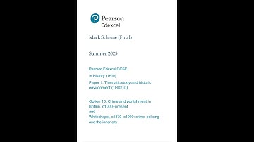 2025 PEARSON EDEXCEL GCSE HISTORY PAPER 1 MARK SCHEME (1HI0/10)