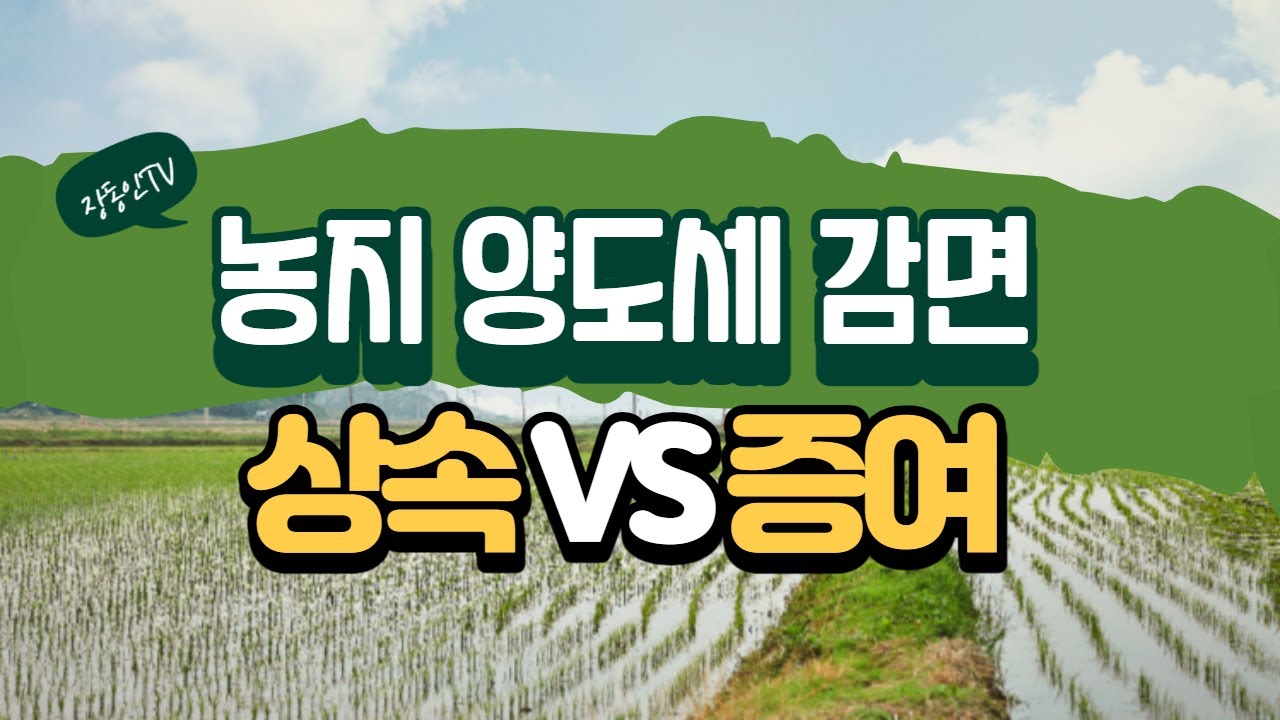 농지상속 양도세 감면조건 & 농지증여와 농지상속 뭐가 유리한가?