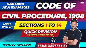 Code of Civil Procedure | Sections 1 to 14 | CPC | Karan Sangwan Sir | Legal Pathshala #haryanaada