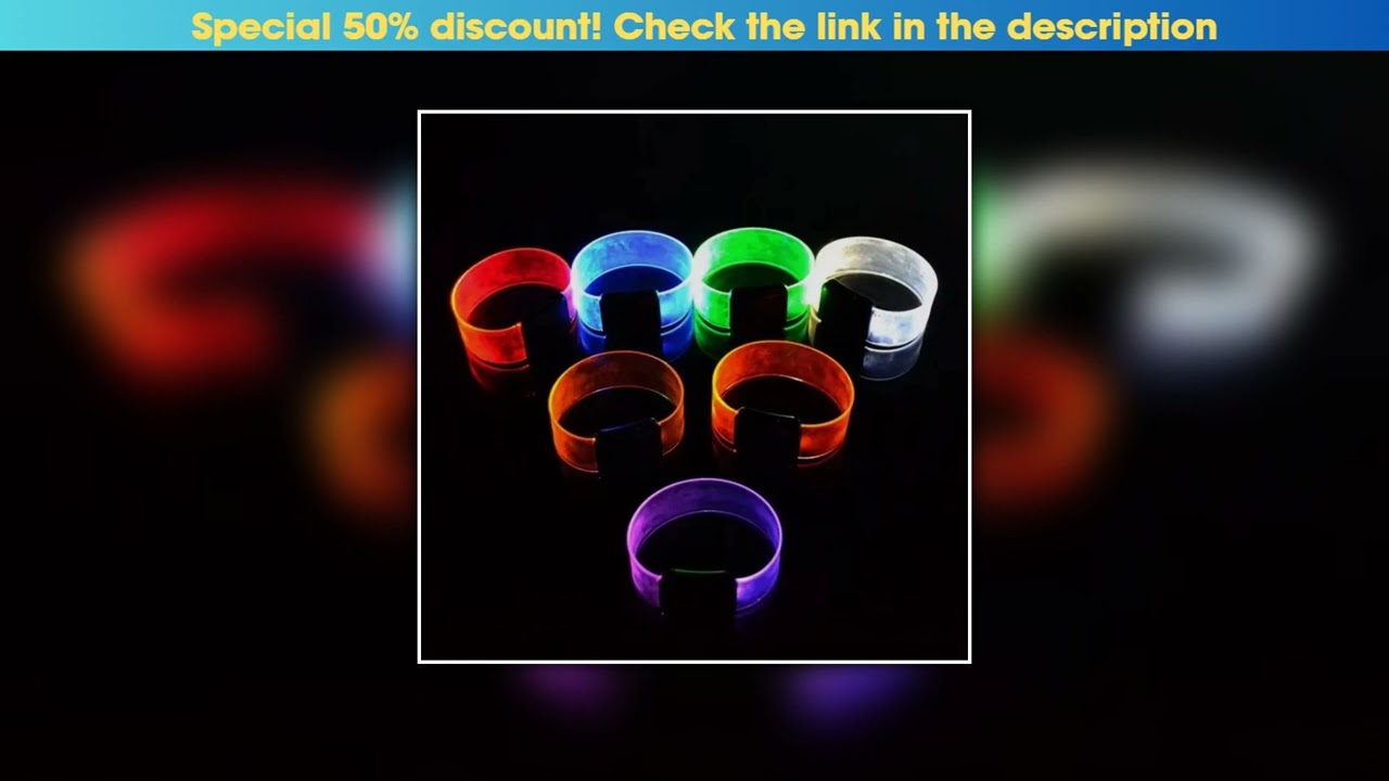 Unboxing 50-100pcs LED Light Voice Control Bracelet Bangle Clear Magnet Band Sound Activated Bracel