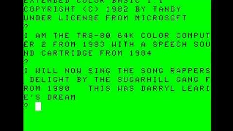 Rappers Delight (Sugarhill Gang) Rap by a 1984 TRS 80 Color Computer