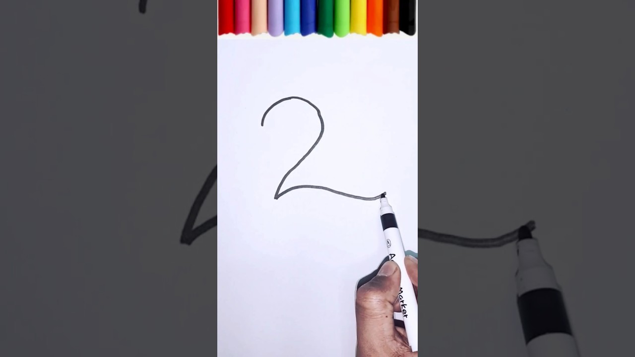 How to Draw a duck from number 2 || #easydrawing #crayonkids #cuteduck #shorts