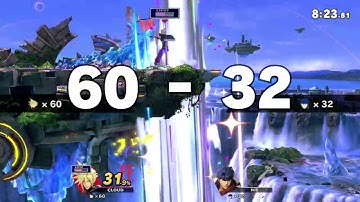 Smash Ultimate - Cloud vs Level 9 CPU Ike 60 Stock Battle - No Deaths