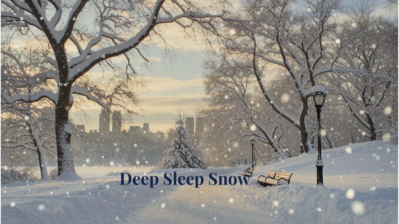 1 Hour Snowy Central Park – Soft Sleep Music | Relaxing Winter Ambience in New York