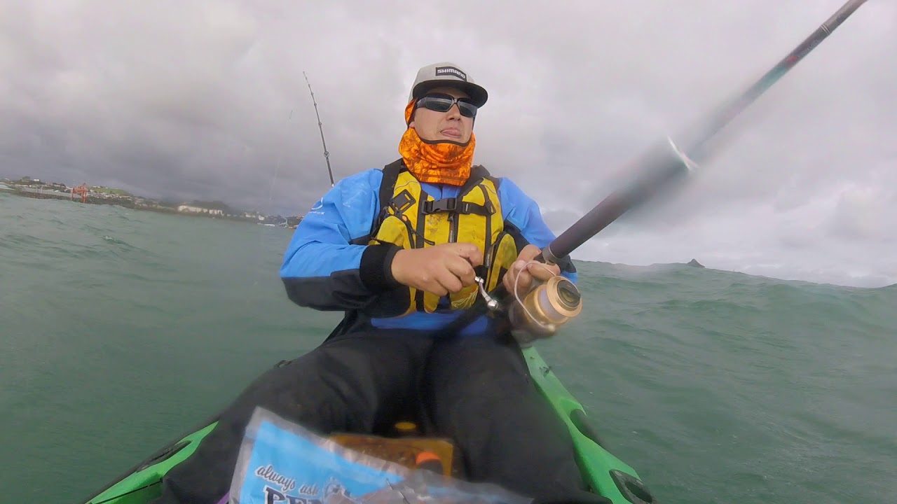 Port taranaki kayak fishing kingfish in 20knots YouTube