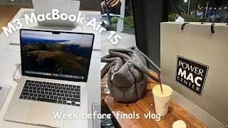 M3 MacBook Air 15 (2024) Unboxing; week before finals; completing submissions; study vlog