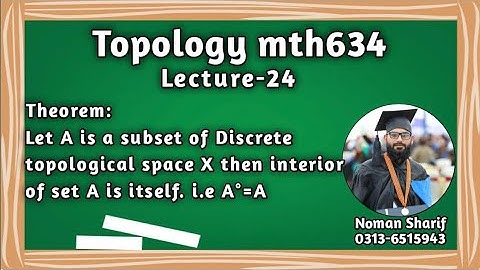 interior of subset of discrete topological space is set itself| A=A°| mth634 short lecture