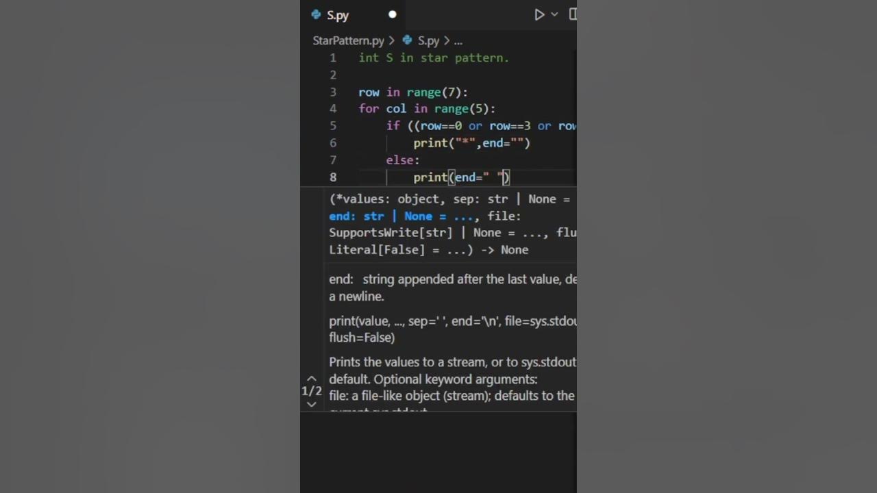 Printing Pattern ' S' in Python using Nested Loop with Easy Trick ...