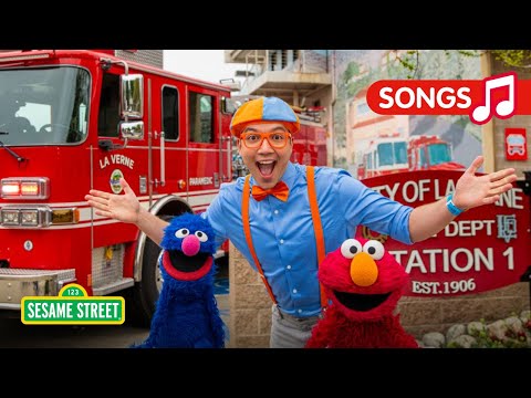 Fire Truck Song 🚒 with Elmo, Blippi, & Grover! | Sesame Street Songs