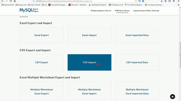 Export/Import - MySQL Data V2.1 (PHPExcel Library)