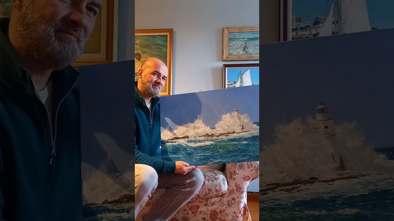 Cuadro al óleo del faro de Mangiabarche en Cerdeña. #cuadrospersonalizados #cerdeña #arte