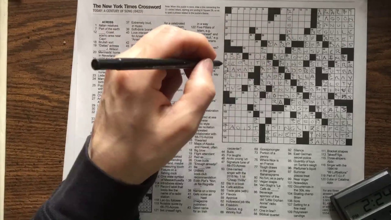 NYT Crossword 23Apr17 A Century Of Song 0423 - YouTube