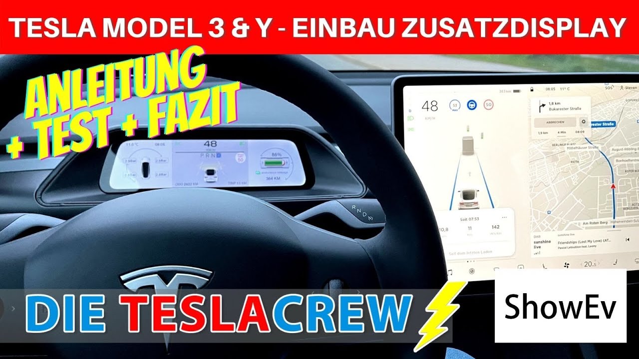 Tesla Model 3 & Y  Einbau voll integriertes Zusatzdisplay, Anleitung +  Test + Fazit 