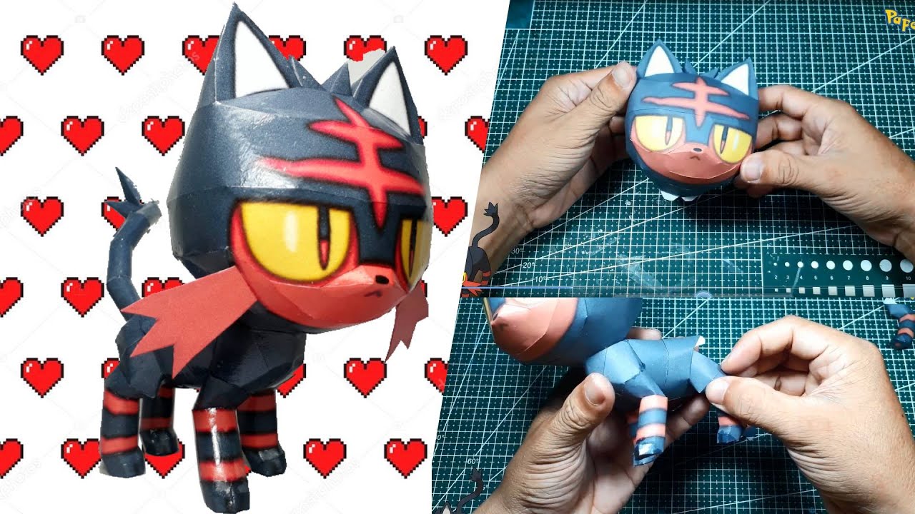 Litten | Pokemon PaperCraft | modelo de papel | 종이 모델 | 紙モデル - YouTube