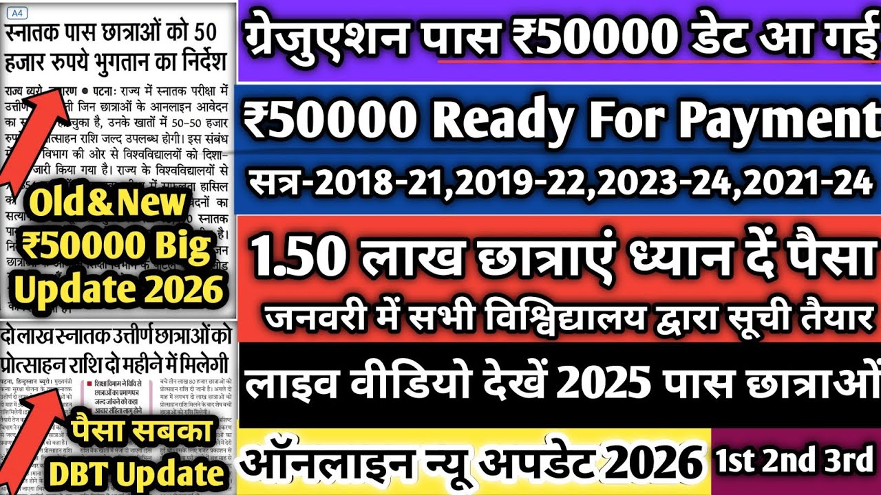 50000 Scholarship Payment Status Update |50000 Ready For Payment |Graduation Pass 50000 Apply Online