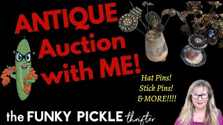 ANTIQUE Auction Haul ! HATPINS STICK PINS Victorian Jewelry Red Coral RIDE ALONG