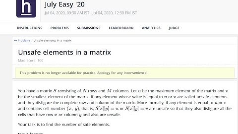 Unsafe element in matrix  #july-easy