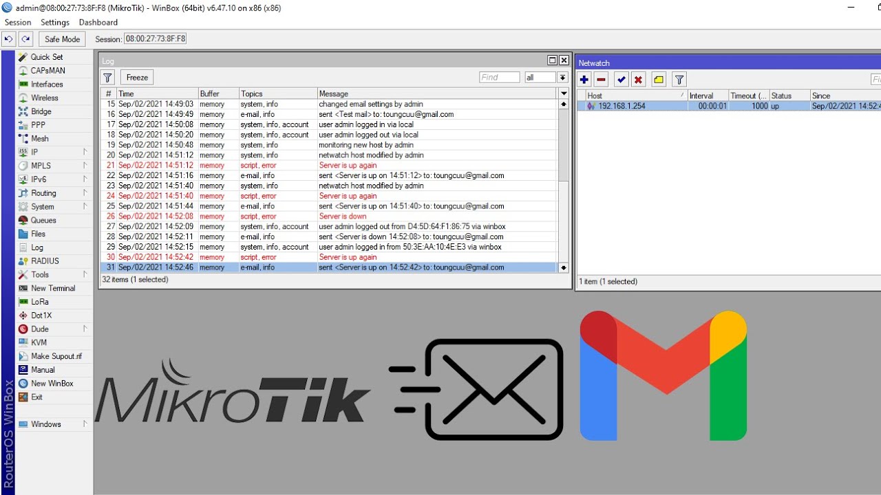 How to send Gmail on Mikrotik