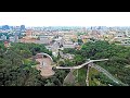 Полет над Киевом на вертолете : река Днепр, мосты и набережная, окрестности города и Межигорье