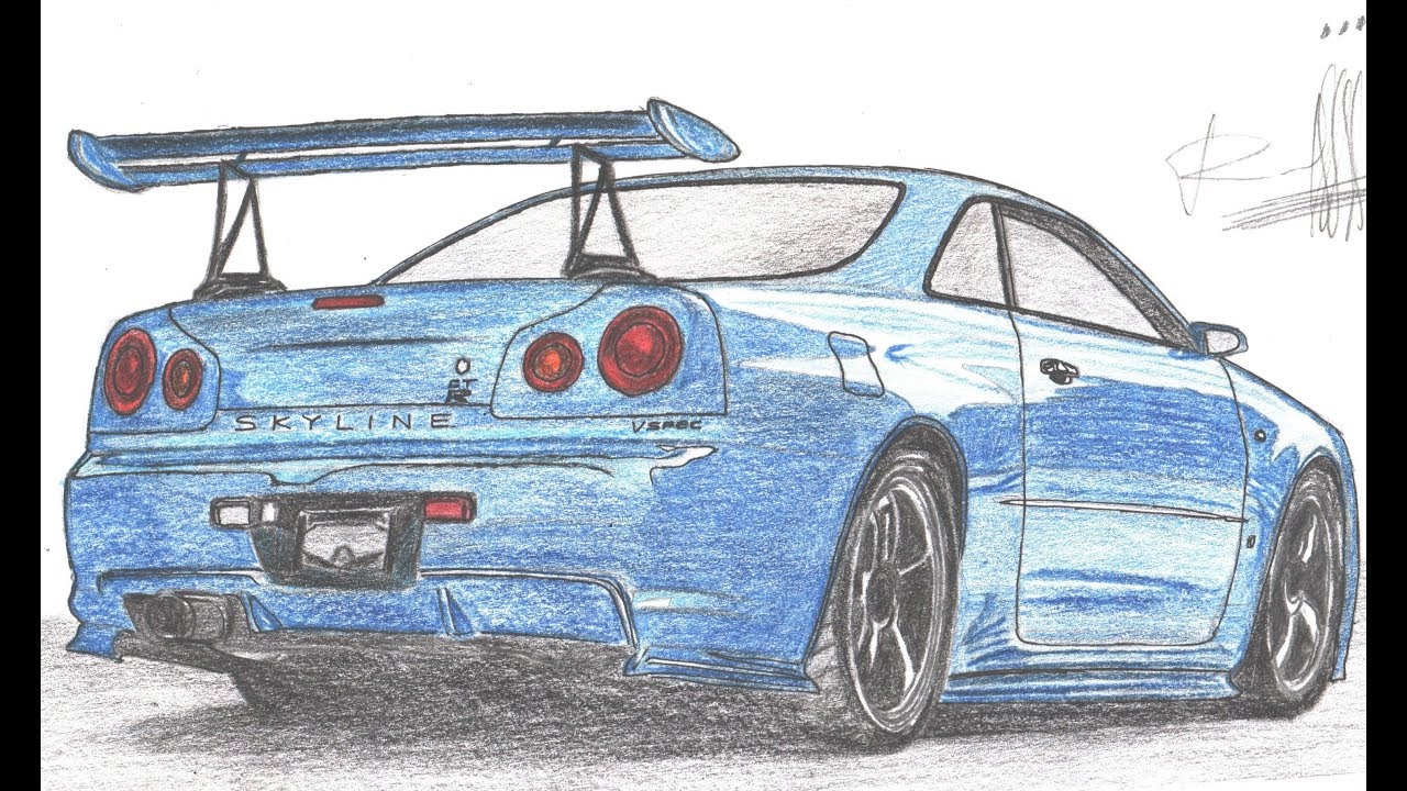 Nissan Skyline Gtr R34 How To Draw Youtube