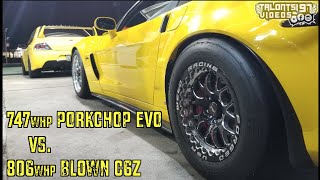 PORKCHOP EVO VS. Blown C6Z Roll Racing | Big Turbo STi VS. Whipple Coyote