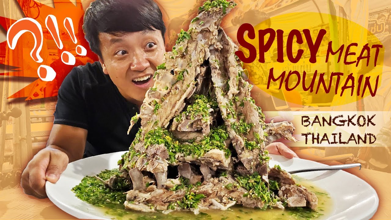 SPICY MEAT MOUNTAIN,  Legendary Noodles & Thai Street Food in Bangkok Thailand  Train Market | Strictly Dumpling